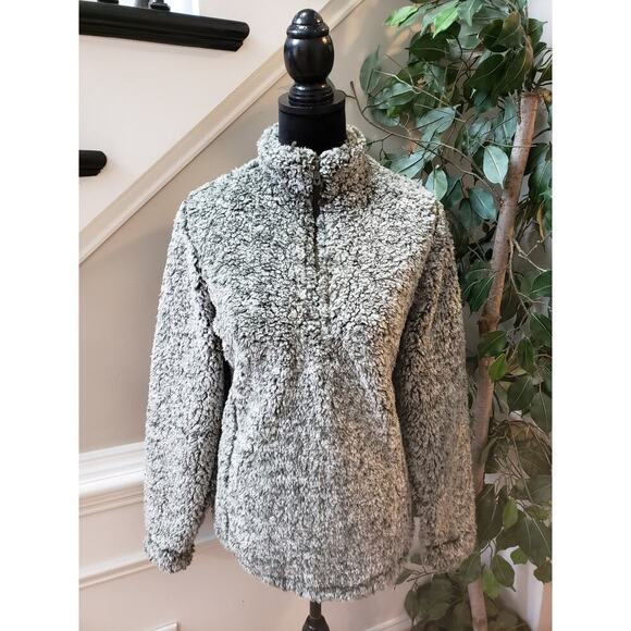 Blossom by P Sweater Women's L Gray 100% Polyester Sherpa Long Sleeve 1/4 Zip - Picture 1 of 12